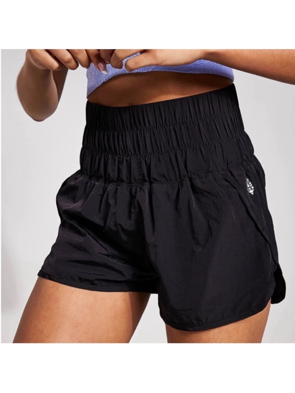 Free People Movement The Way Home Shorts Black Smocked Waist High Rise